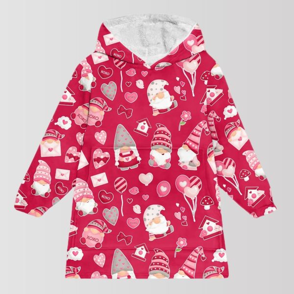 Valentine Gnomies Blanket Hoodie