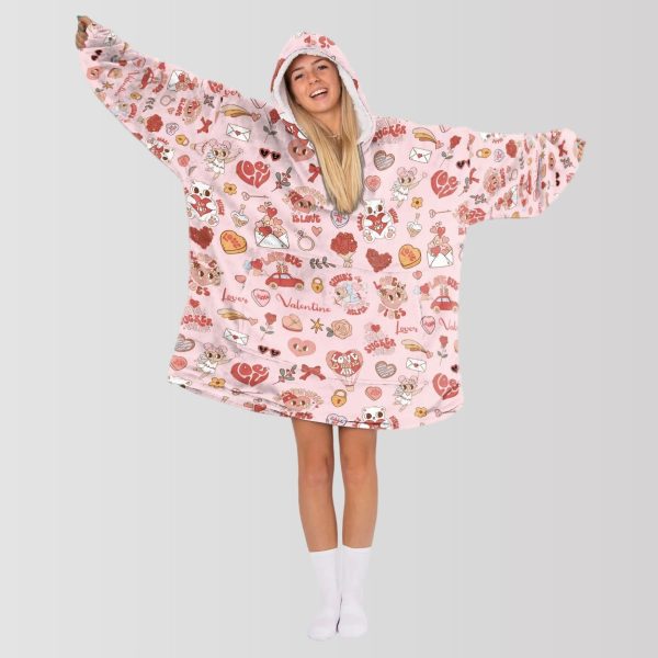 Valentine Groovy Blanket Hoodie