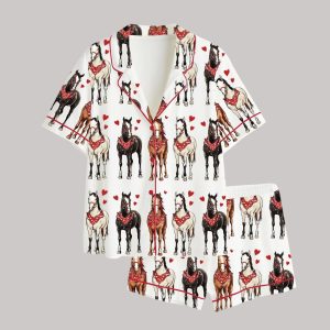 Valentine Horse Satin Pajama Set