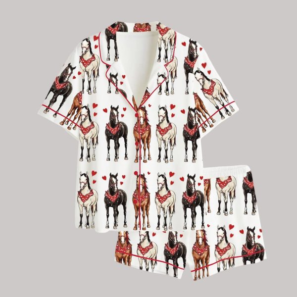 Valentine Horse Satin Pajama Set