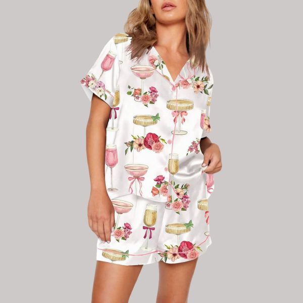 Valentine Petals & Prosecco Watercolor Pajama Set