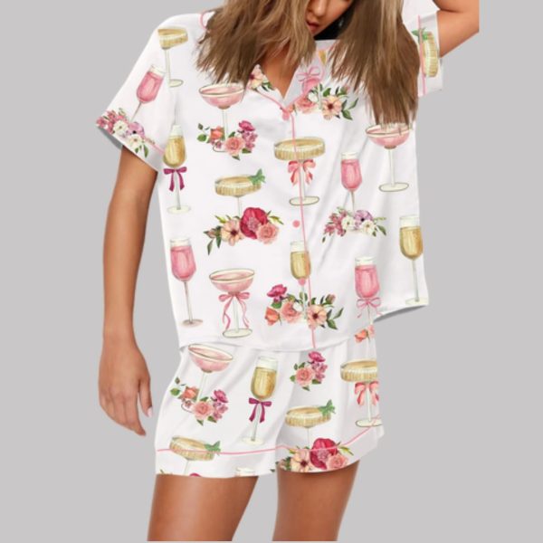 Valentine Petals & Prosecco Watercolor Pajama Set