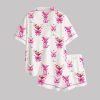 Valentine's Day Cocktail Bows Satin Pajama Set