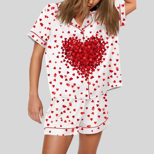 Valentines Romantic Red Hearts Pajama Set