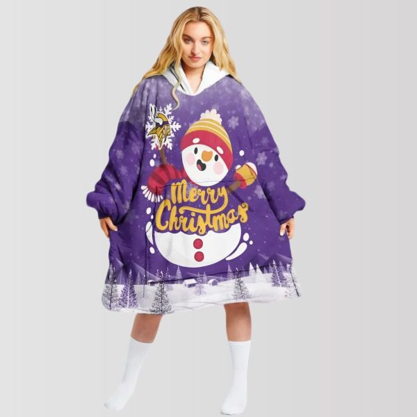 Vikings Snowman Merry Christmas Unisex Blanket Hoodie