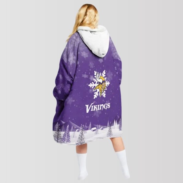 Vikings Snowman Merry Christmas Unisex Blanket Hoodie