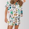 Wanderlust Travel Icons Satin Pajama Set