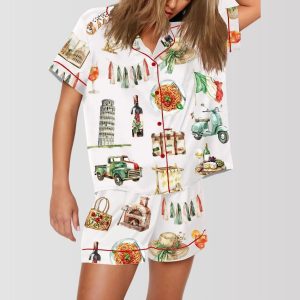 Watercolor Italy Travel Print Pajama Set