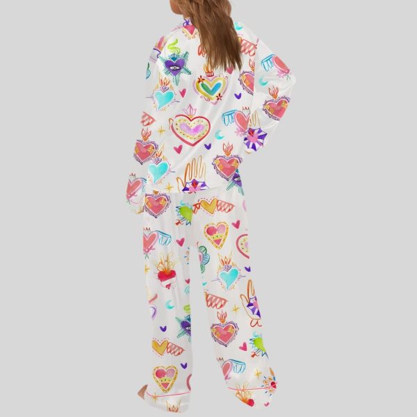 Watercolor Sacred Heart Satin Pajama Set