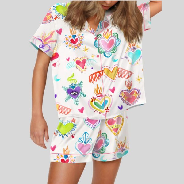 Watercolor Sacred Heart Satin Pajama Set