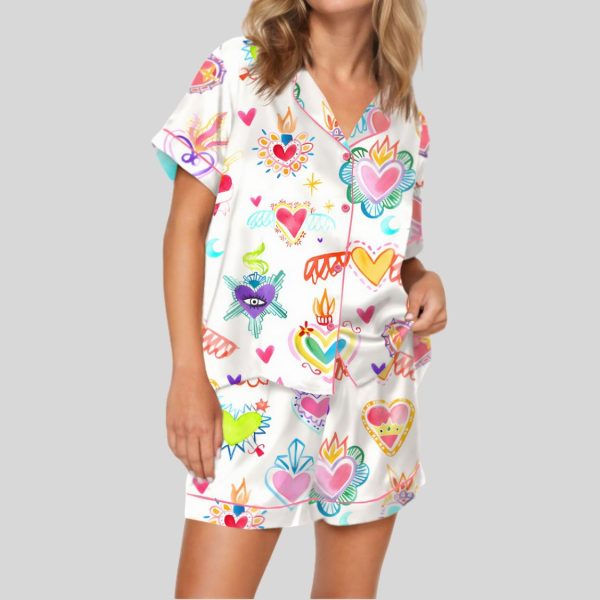 Watercolor Sacred Heart Satin Pajama Set