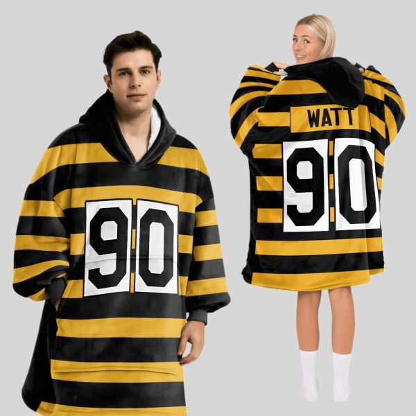 Watt 90 Pittsburgh Football Throwback Unisex Blanket Hoodie1