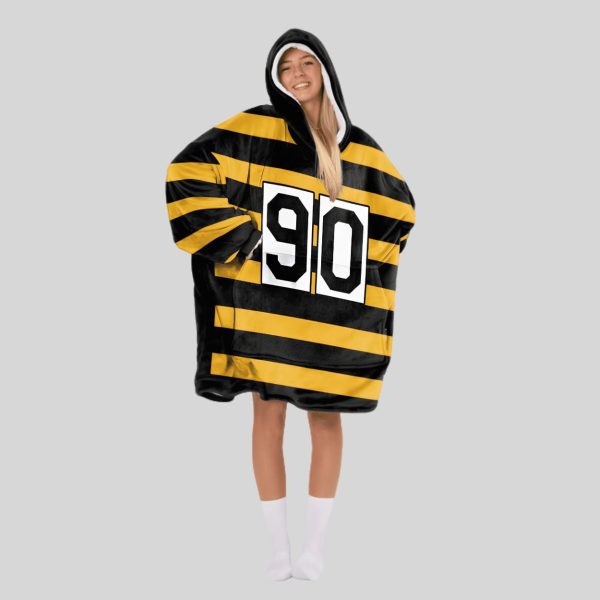 Watt 90 Pittsburgh Football Throwback Unisex Blanket Hoodie2