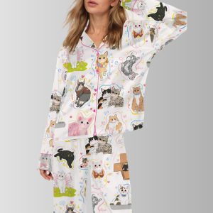 Art Kitten Cute Pet Satin Pajama Set