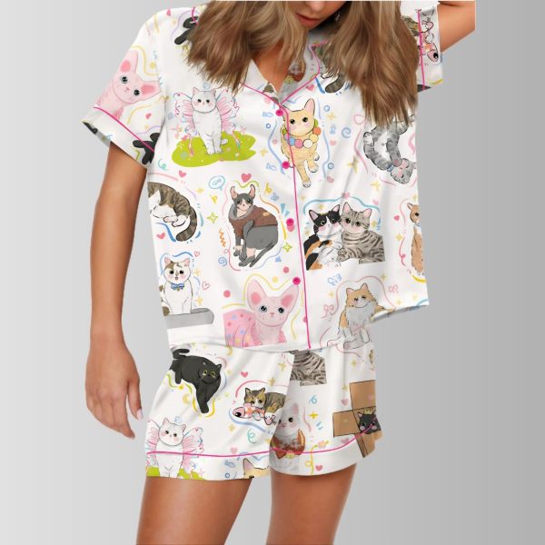 Art Kitten Cute Pet Satin Pajama Set