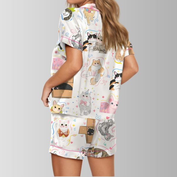 Art Kitten Cute Pet Satin Pajama Set