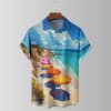 Beach Oil Painting Parasol Hawaiian Shirt