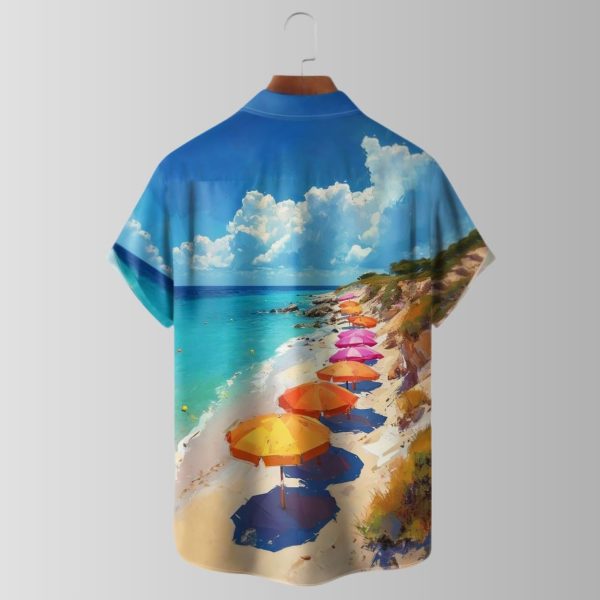 Beach Oil Painting Parasol Hawaiian Shirt