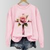 Casual Valentine's Day Rose Cross Print Sweatshirt