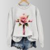 Casual Valentine's Day Rose Cross Print Sweatshirt