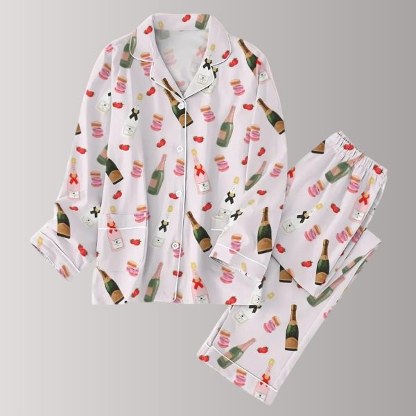 Champagne Wine Macaron Cake Pajamas Set