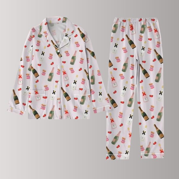 Champagne Wine Macaron Cake Pajamas Set