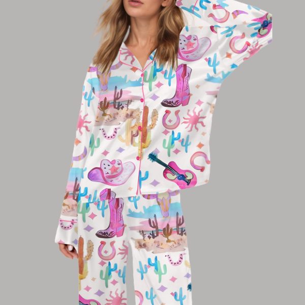 Colorful Cowgirl Satin Pajama Set