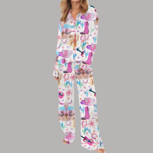 Colorful Cowgirl Satin Pajama Set