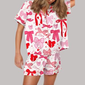 Coquette Bows Heart Satin Pajama Set