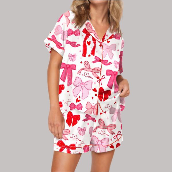 Coquette Bows Heart Satin Pajama Set