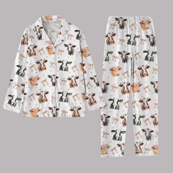 Cow Bow Valentine Pajamas Set