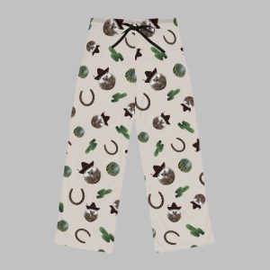 Cowboy Hedgehog Wild West Cactus and Horse Shoe Pajama Pants