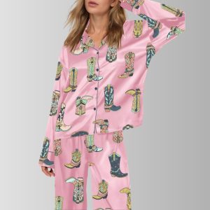 Cowgirl Boots Concert Satin Pajama Set