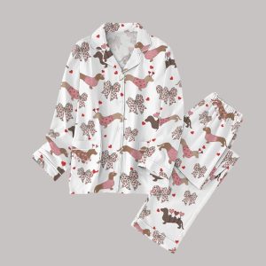 Dachshund Valentines Coquette Bow Pajamas Set