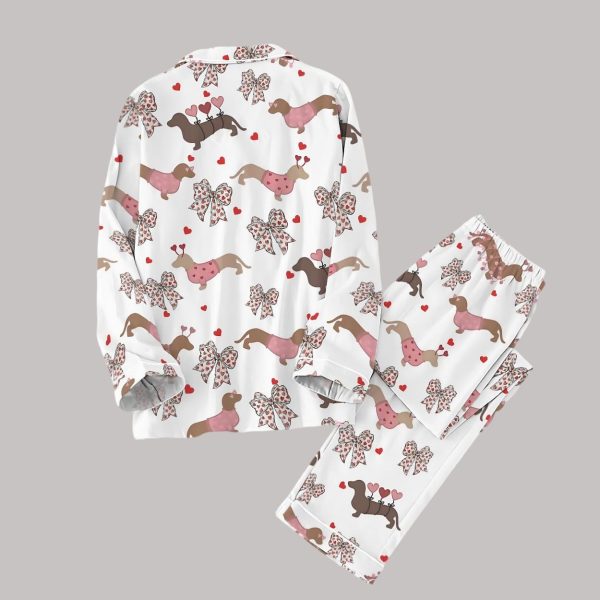 Dachshund Valentines Coquette Bow Pajamas Set