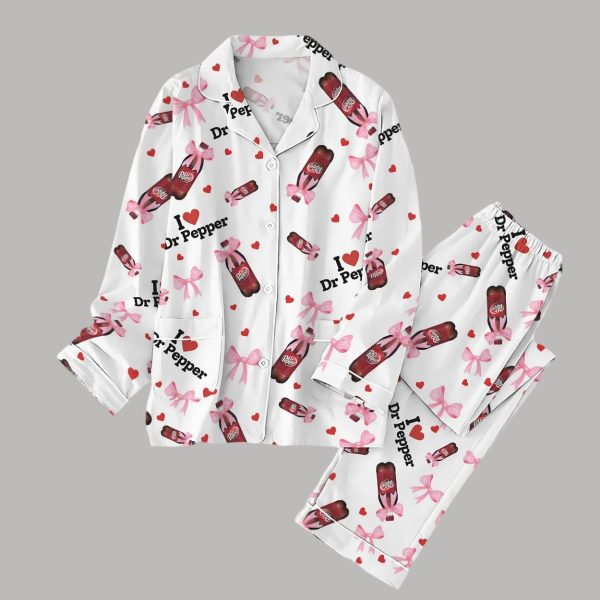 Dr Pepper Pink Bow Valentines Coquette Pajamas