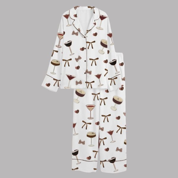 Espresso Martini Coffee Bean Satin Pajama Set