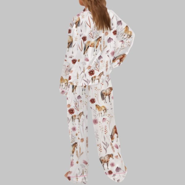 Floral Horse Satin Pajama Set