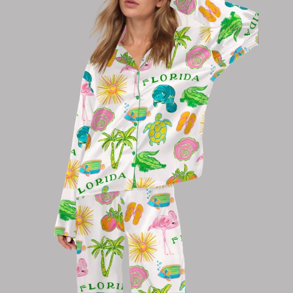 Florida Clipart Satin Pajama Set