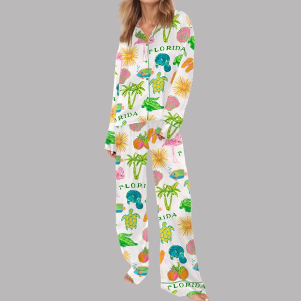 Florida Clipart Satin Pajama Set