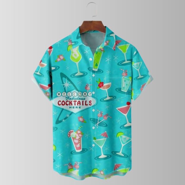 Geometric Cocktail Hawaiian Shirt