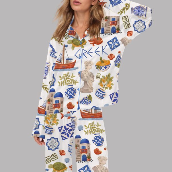 Greece Travel Satin Pajama Set