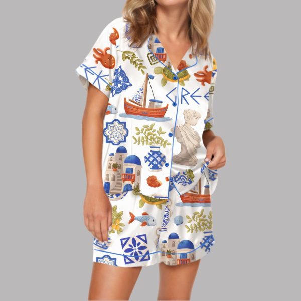 Greece Travel Satin Pajama Set