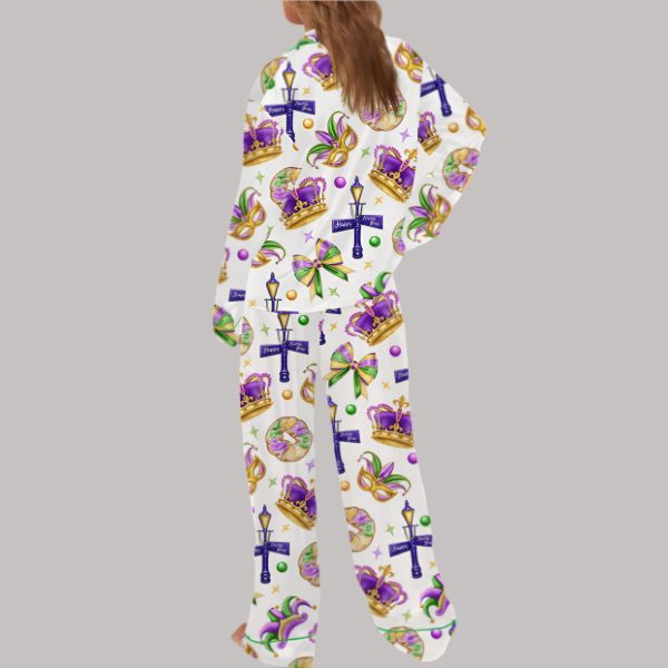 Happy Mardi Gras Satin Pajama Set