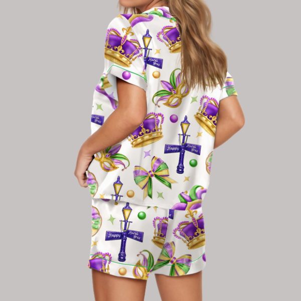 Happy Mardi Gras Satin Pajama Set