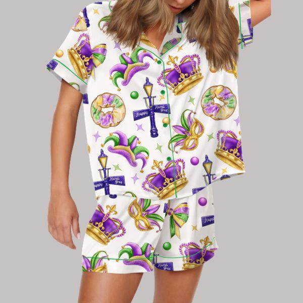 Happy Mardi Gras Satin Pajama Set