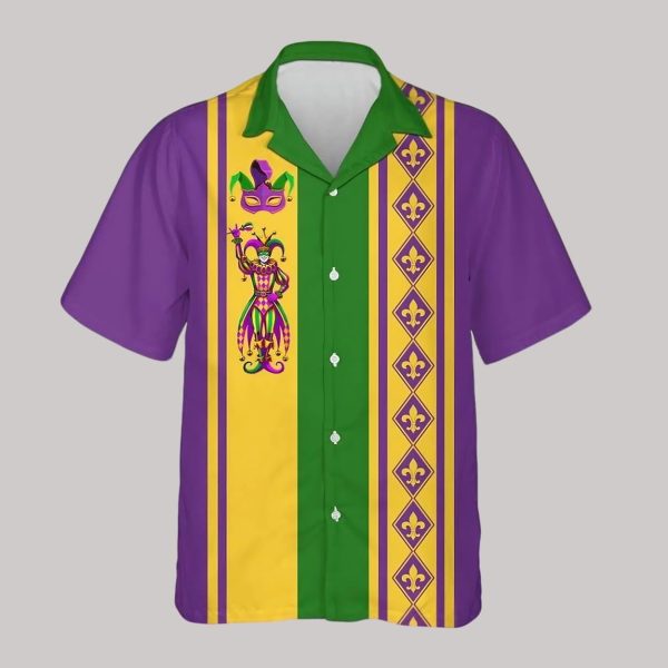 Jester And Mask Mardi Gras Fleur de Lis Hawaiian Shirt