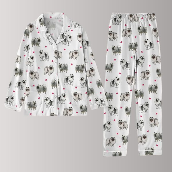 Keeshond Dog Valentine's Day Pajamas Set