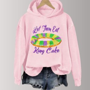 Louisiana Mardi Gras Let Them Eat King Cake Print Hoodie