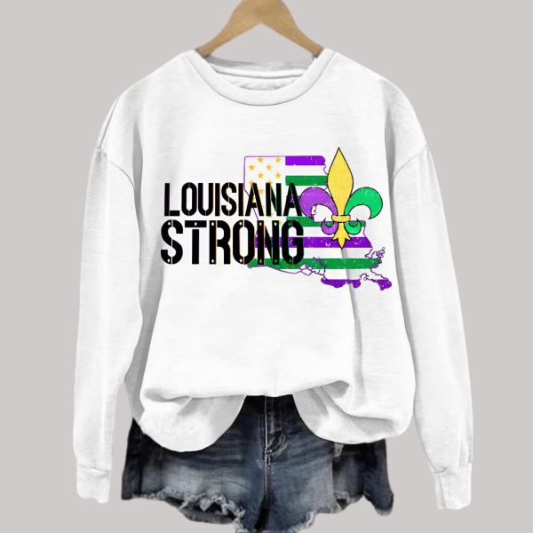 Louisiana Strong Fleur de lis Print Sweatshirt